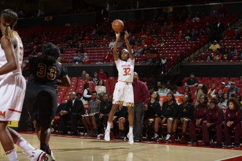 Shatori Walker-Kimbrough scored 17 points in Maryland's final non-conference game at Coppin State.  Photo Credit: University of Maryland Department of Athletics.
